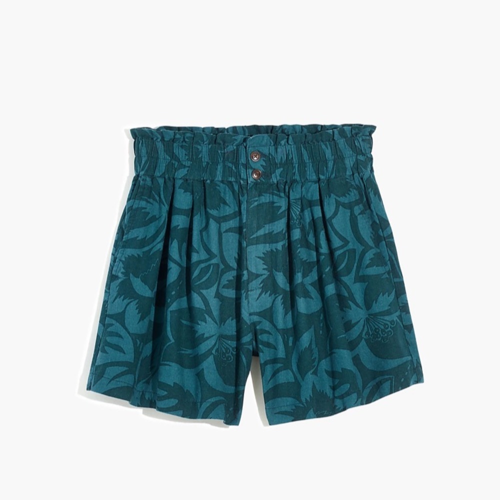 Madewell Linen-Blend Pull-On Paperbag Shorts in Tropicale Floral
